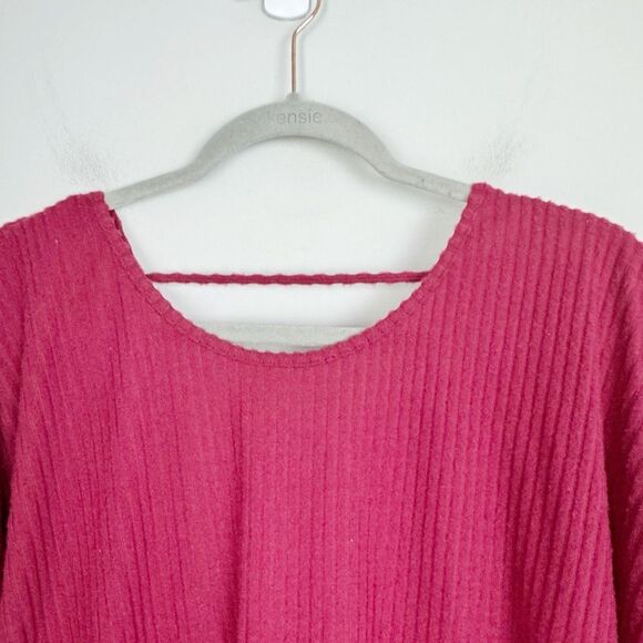 ENTRO | NEW Maroon Ribbed Backless Twist Lightweight Sweater Top Women’s Size M - Picture 3 of 10